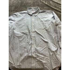 Brooks Brothers Dress Shirt Mens 18 34 Blue Striped Madison Fit Non‎ Iron.